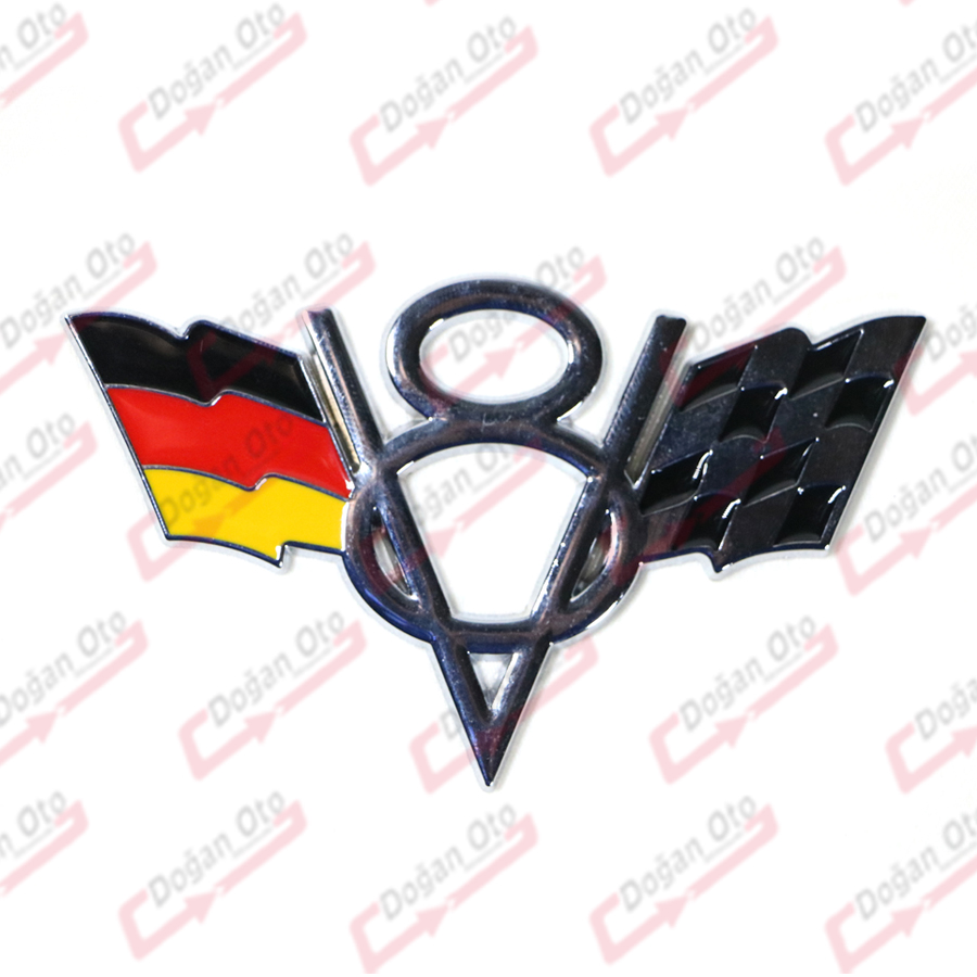 V8 F1 Almanya Bayraklı Metal Arma