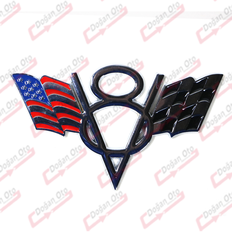 V8 F1 Amerika Bayraklı Metal Arma